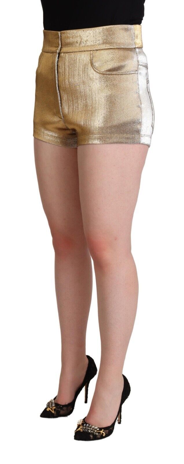 Elegant Metallic Gold Hot Pants Dolce & Gabbana