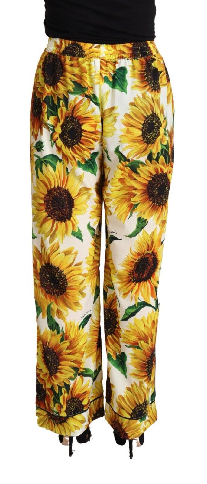 Elegant Sunflower Wide Leg Pants Dolce & Gabbana