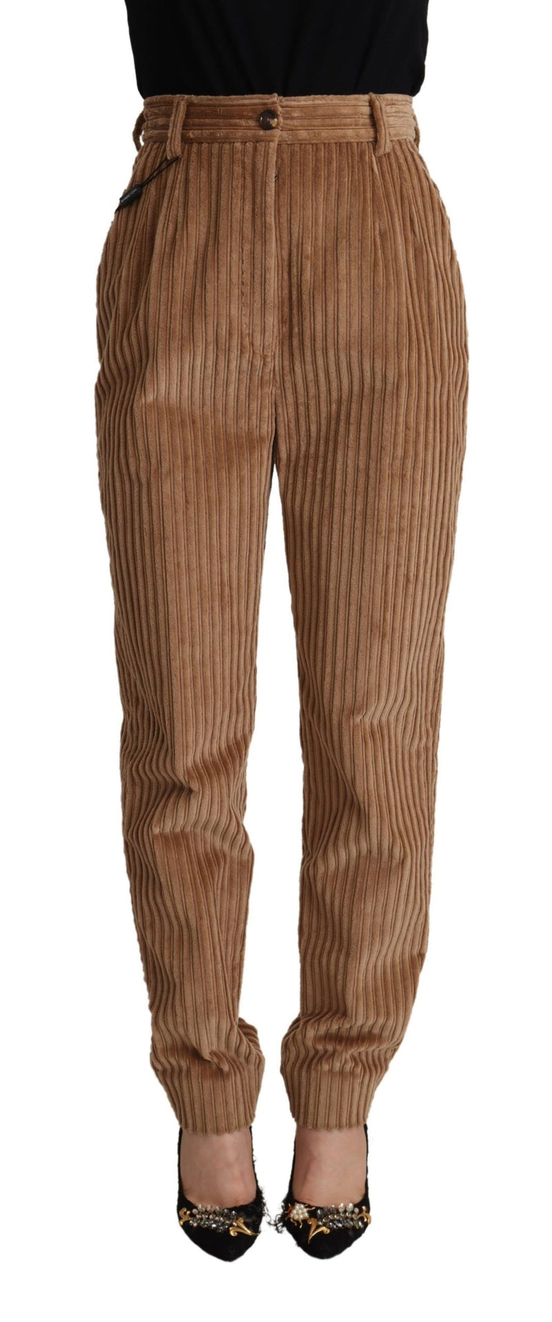 Elegant High-Waisted Tapered Corduroy Pants Dolce & Gabbana