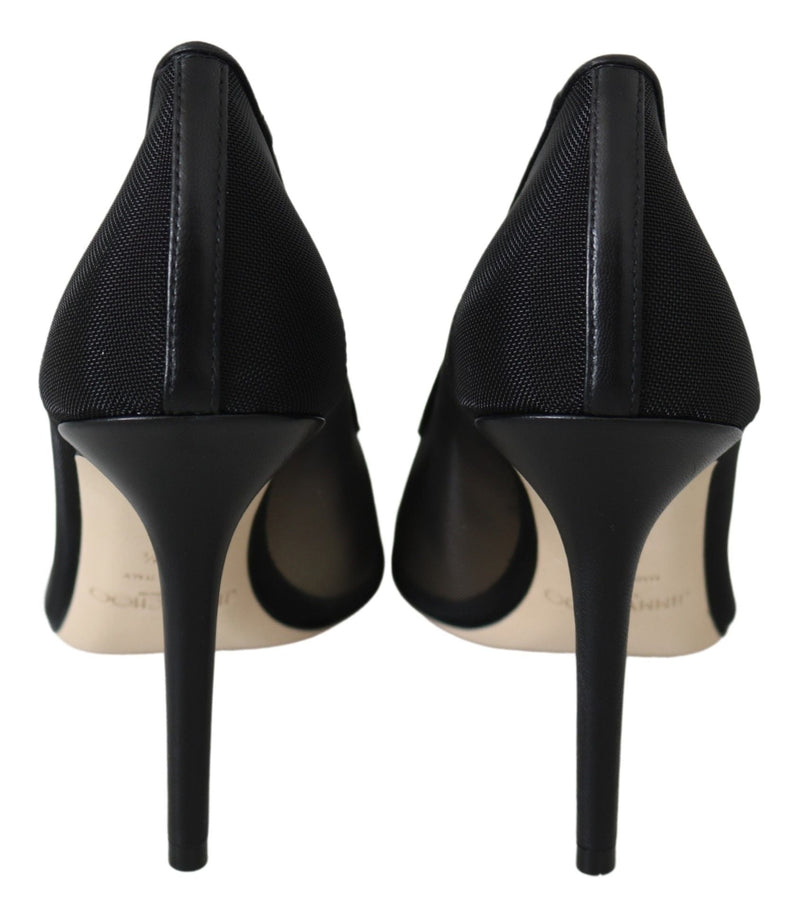 Elegant Black Mesh Crystal Pumps Jimmy Choo