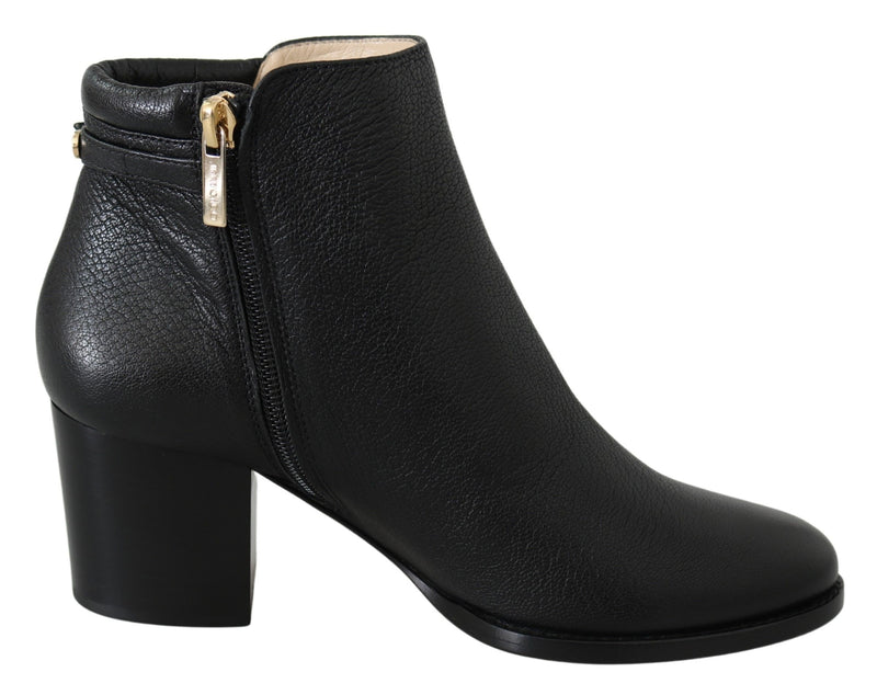 Elegant Black Leather Heeled Boots Jimmy Choo