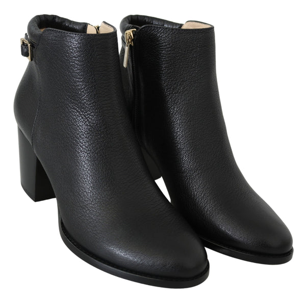 Elegant Black Leather Heeled Boots Jimmy Choo