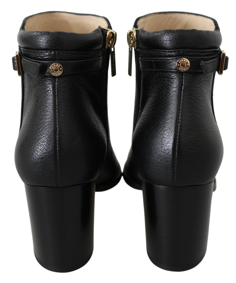 Elegant Black Leather Heeled Boots Jimmy Choo