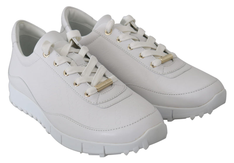 Elegant White Leather Sneakers Jimmy Choo