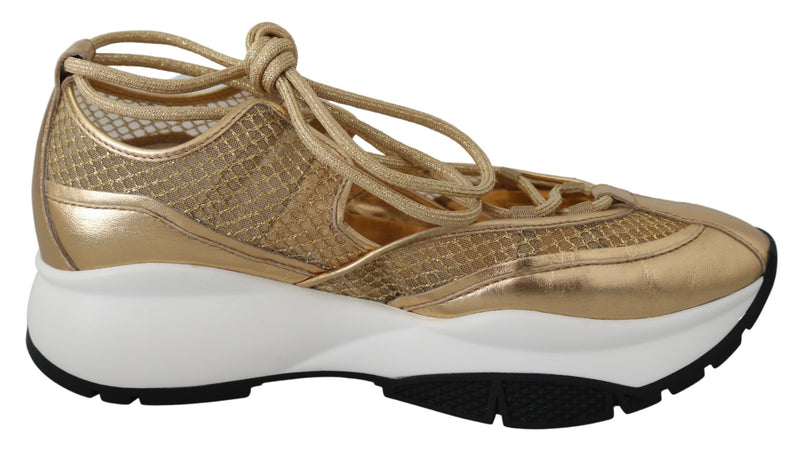 Golden Glamour Mesh Leather Sneakers Jimmy Choo