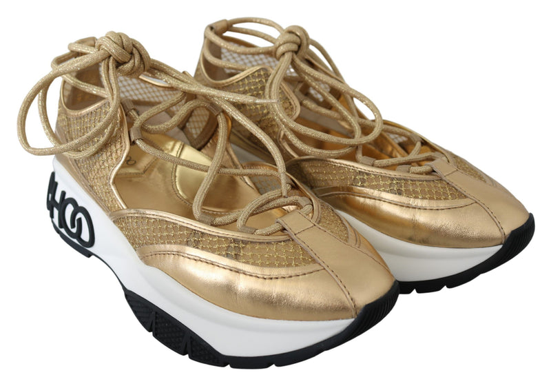 Golden Glamour Mesh Leather Sneakers Jimmy Choo