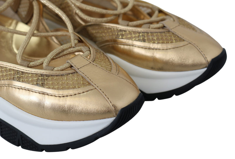 Golden Glamour Mesh Leather Sneakers Jimmy Choo