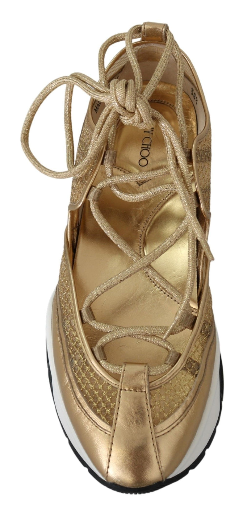 Golden Glamour Mesh Leather Sneakers Jimmy Choo