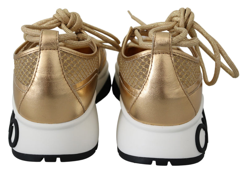 Golden Glamour Mesh Leather Sneakers Jimmy Choo