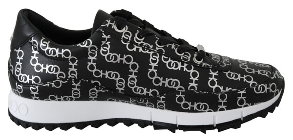 Elegant Black & Silver Leather Sneakers Jimmy Choo