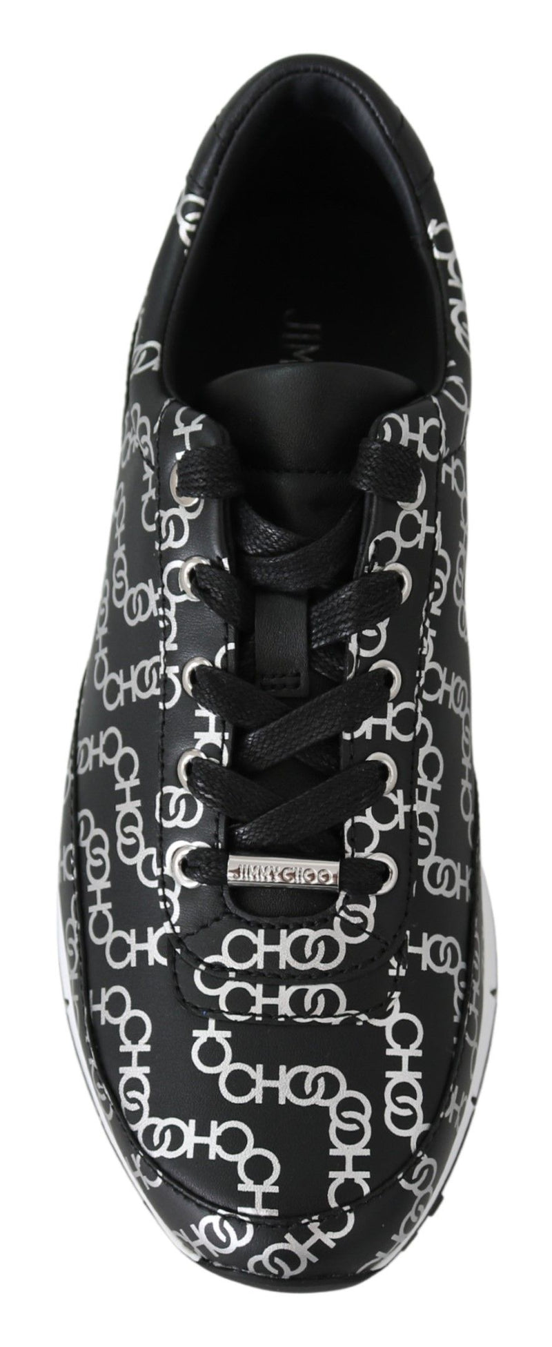 Elegant Black & Silver Leather Sneakers Jimmy Choo