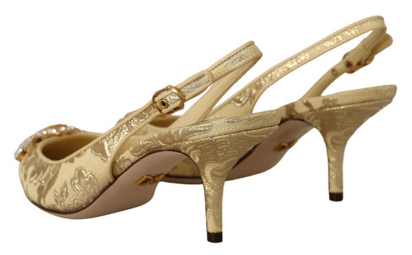 Gleaming Gold Crystal Slingback Heels Dolce & Gabbana