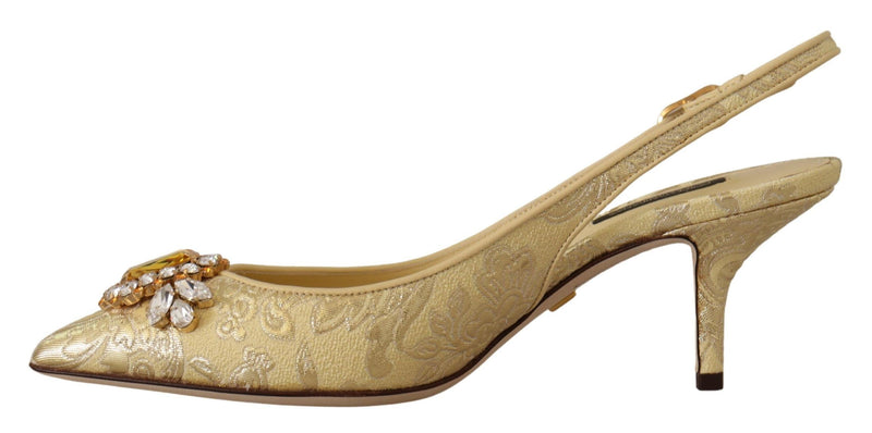 Gleaming Gold Crystal Slingback Heels Dolce & Gabbana