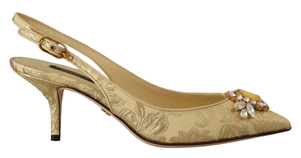 Gleaming Gold Crystal Slingback Heels Dolce & Gabbana