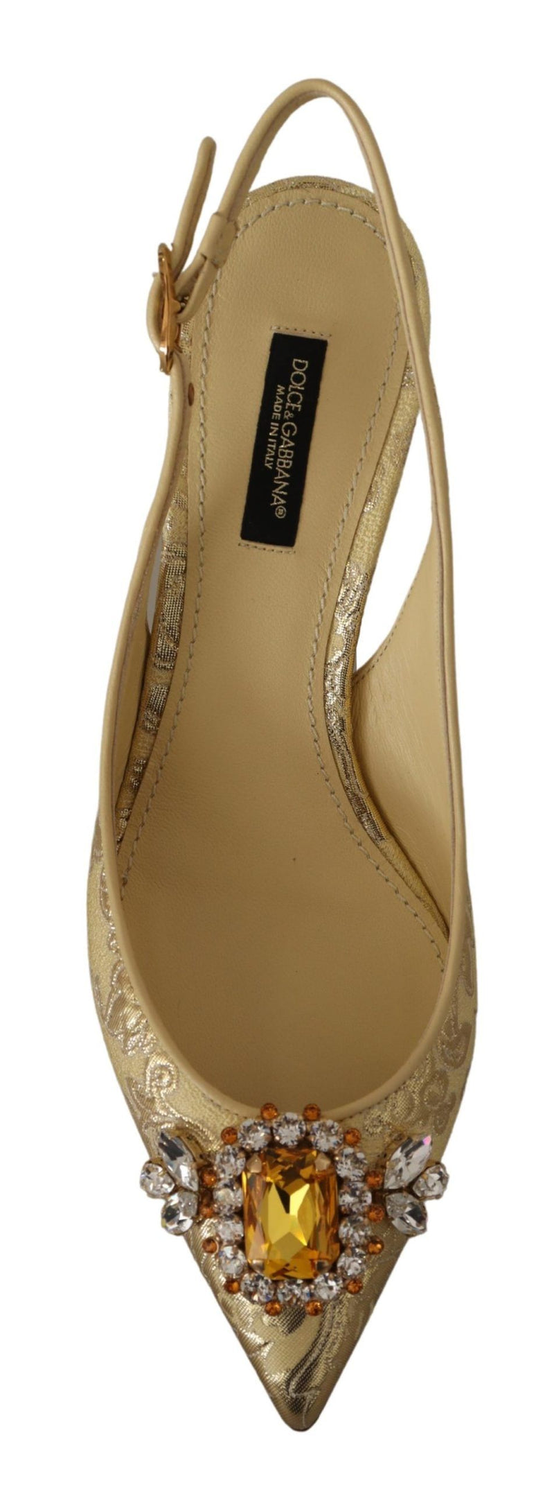 Gleaming Gold Crystal Slingback Heels Dolce & Gabbana