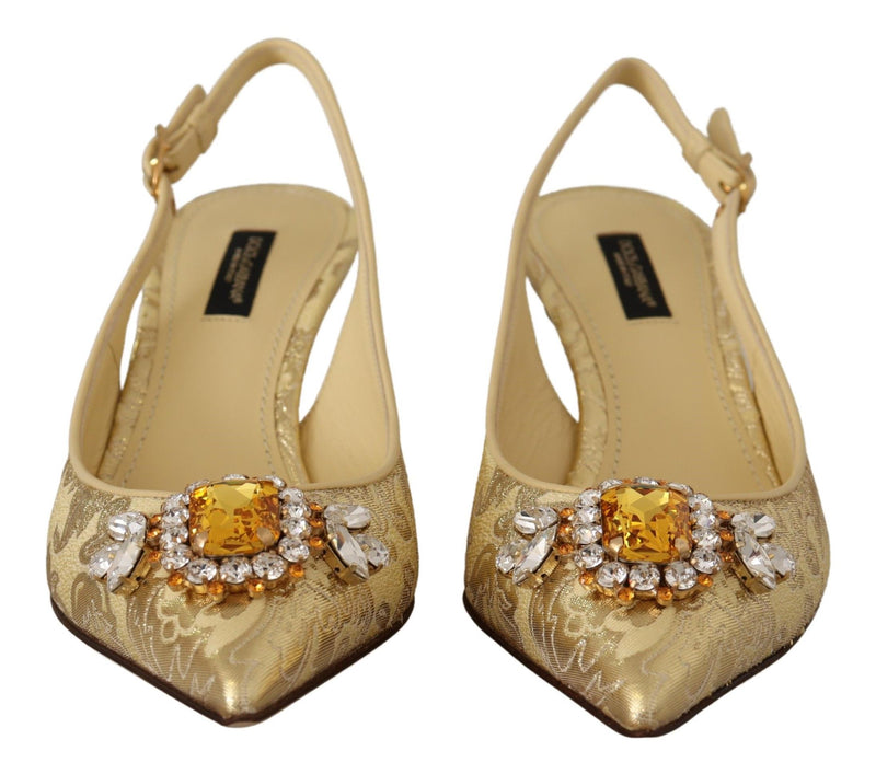 Gleaming Gold Crystal Slingback Heels Dolce & Gabbana