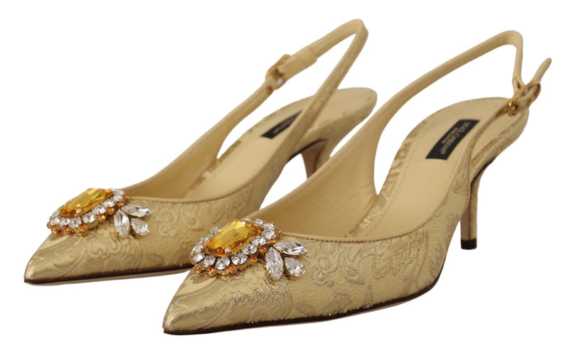 Gleaming Gold Crystal Slingback Heels Dolce & Gabbana