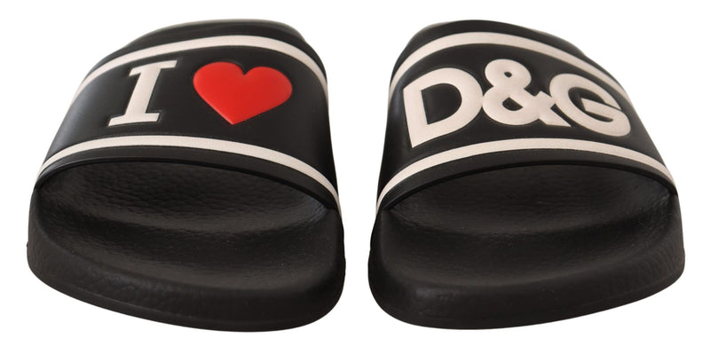 Elegant Black Leather Slide Sandals for Her Dolce & Gabbana