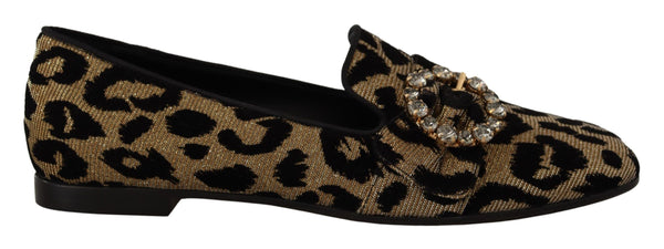 Elegant Leopard Crystal Gem Loafers Dolce & Gabbana