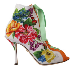 Floral Open Toe Jersey Heels Dolce & Gabbana