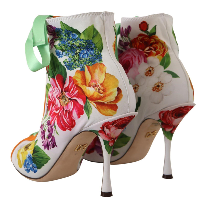 Floral Open Toe Jersey Heels Dolce & Gabbana