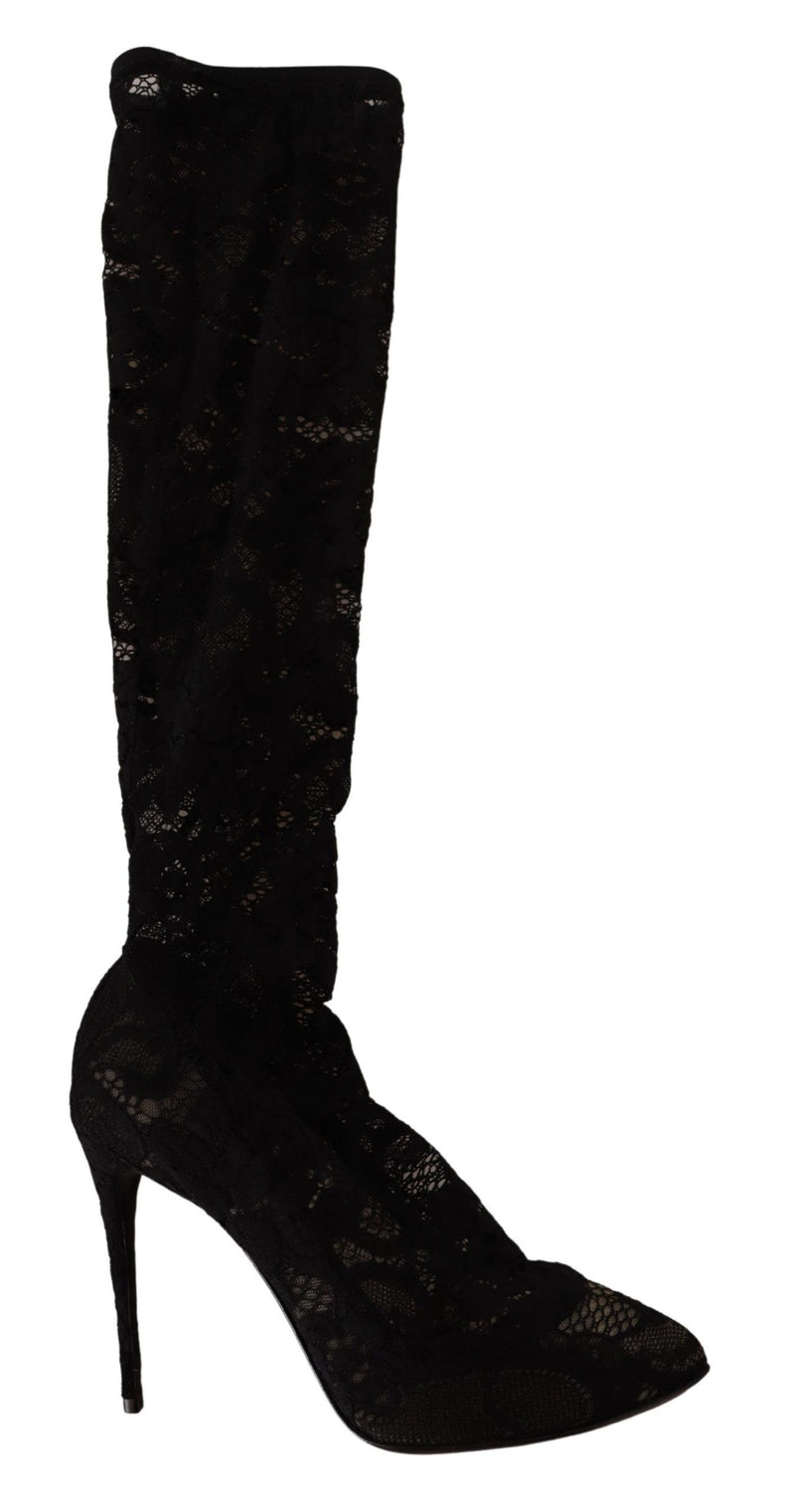 Elegant Stretch Sock Boots in Sleek Black Dolce & Gabbana