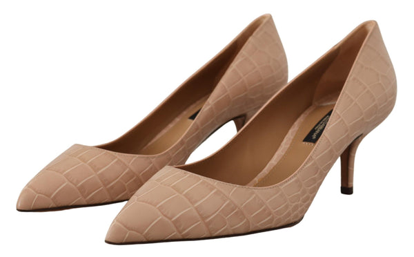 Elegant Beige Leather Pumps Dolce & Gabbana