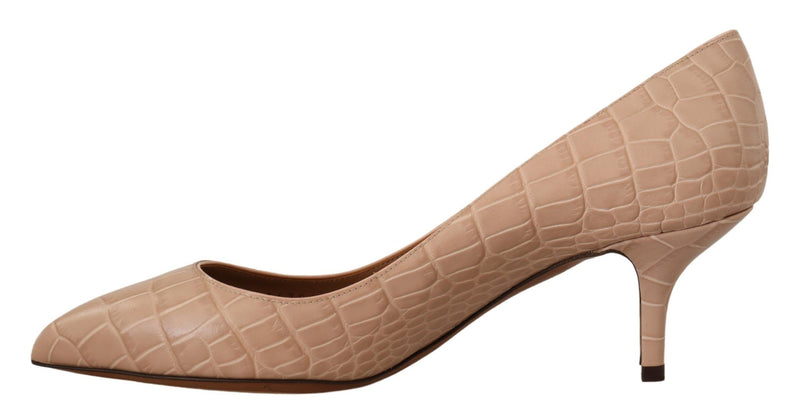 Elegant Beige Leather Pumps Dolce & Gabbana