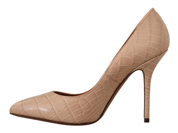 Elegant Beige Nude Leather Pumps Dolce & Gabbana