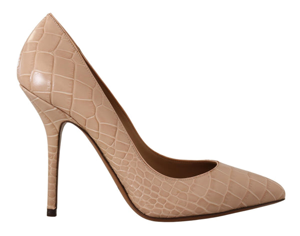 Elegant Beige Nude Leather Pumps Dolce & Gabbana