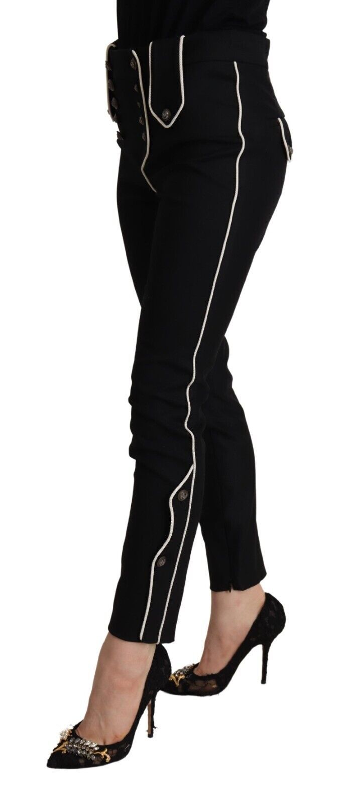 Elegant High Waisted Slim Fit Trousers Dolce & Gabbana