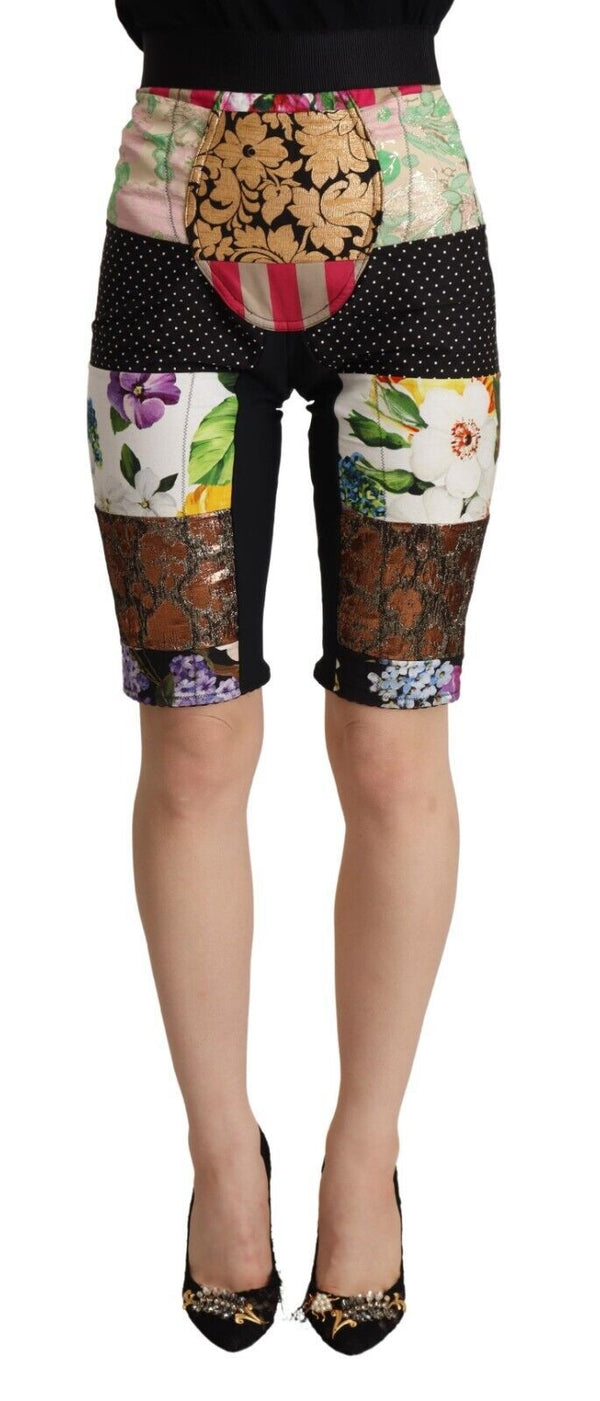 Elegant Floral Cropped Pants in Purple Hues Dolce & Gabbana