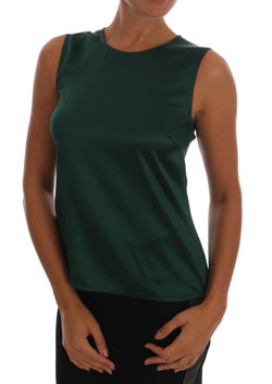 Sleeveless Silk Top in Dark Green Dolce & Gabbana