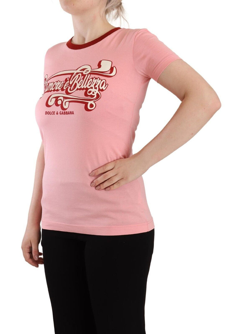 Chic Pink Logo Crew Neck Tee Dolce & Gabbana