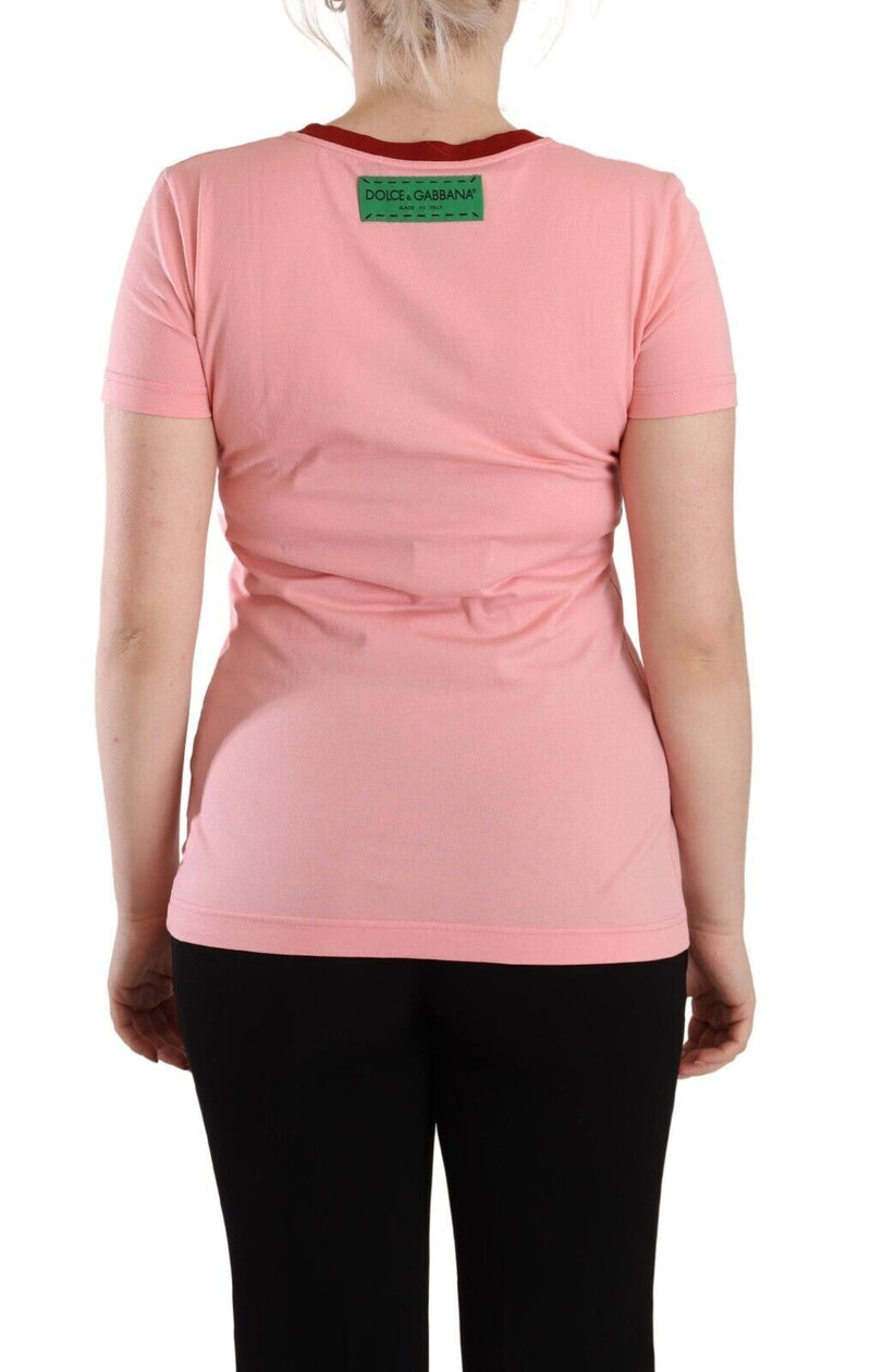 Chic Pink Logo Crew Neck Tee Dolce & Gabbana