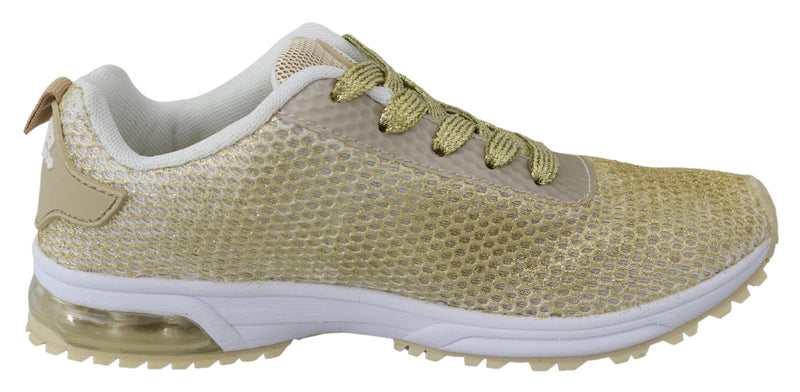 Exquisite Gold Polyester Sport Sneakers Plein Sport