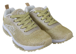 Exquisite Gold Polyester Sport Sneakers Plein Sport