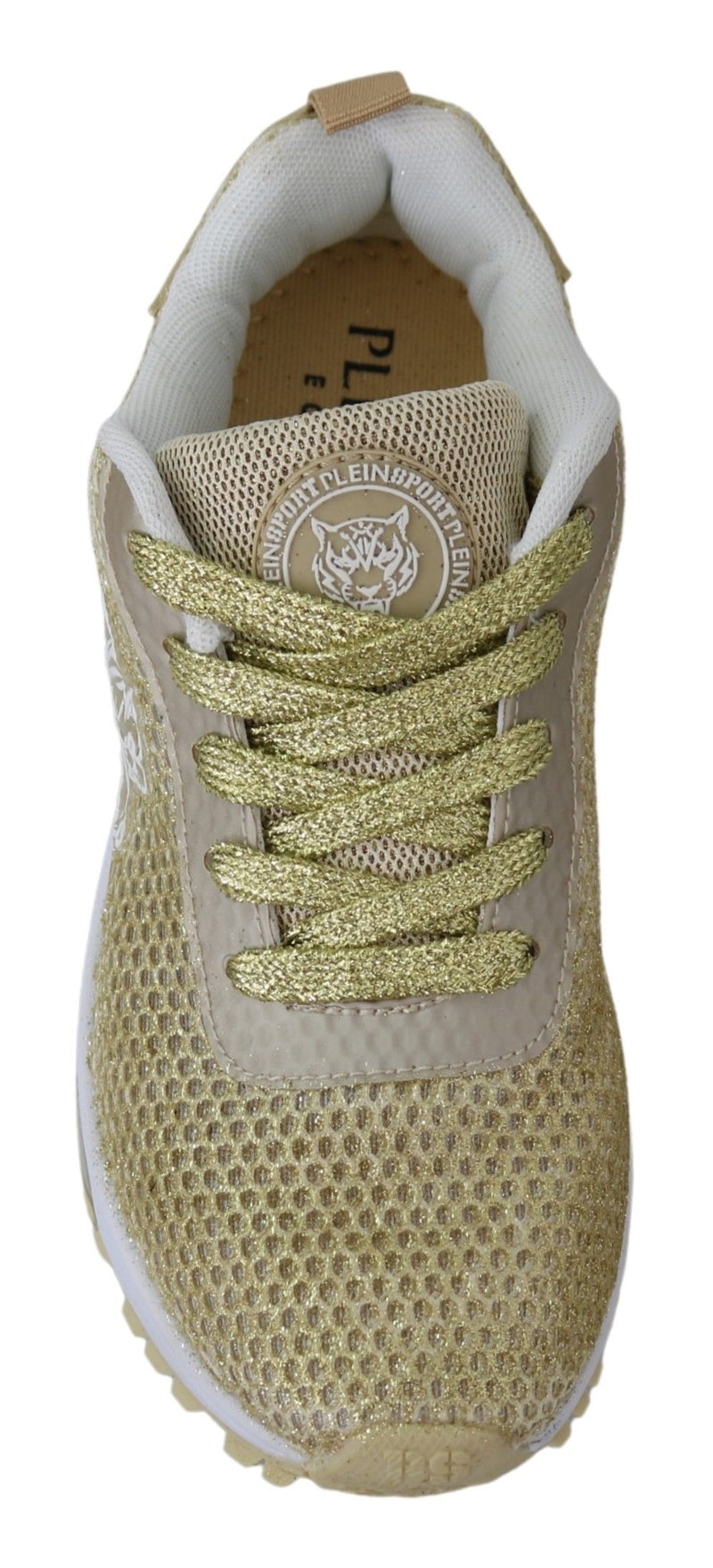 Exquisite Gold Polyester Sport Sneakers Plein Sport