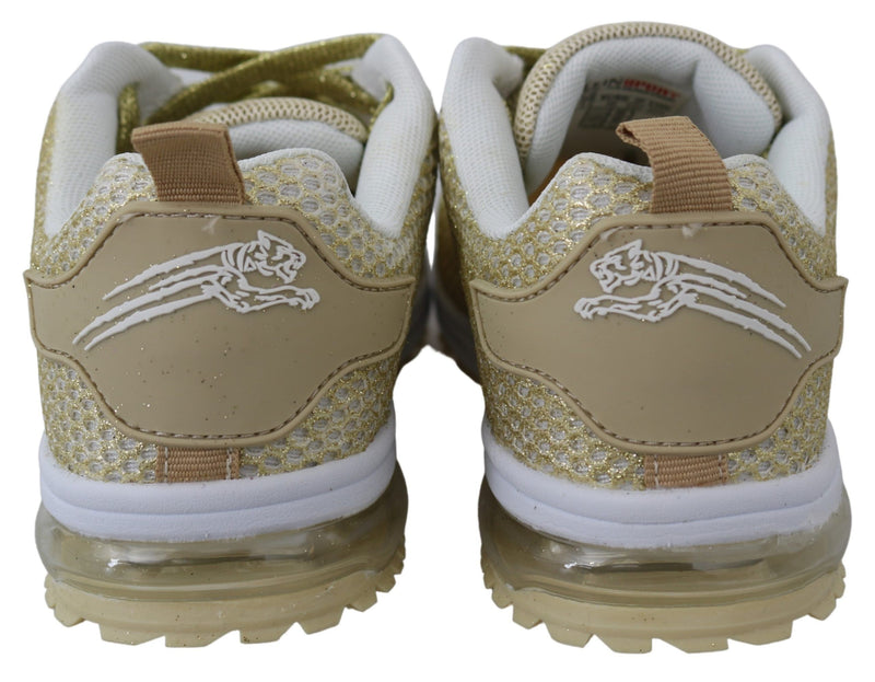 Exquisite Gold Polyester Sport Sneakers Plein Sport