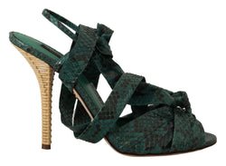 Elegant Green Python Strappy Heels Dolce & Gabbana