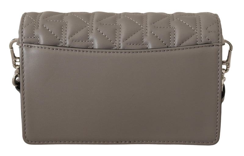 Elegant Grey Leather Crossbody Bag Karl Lagerfeld