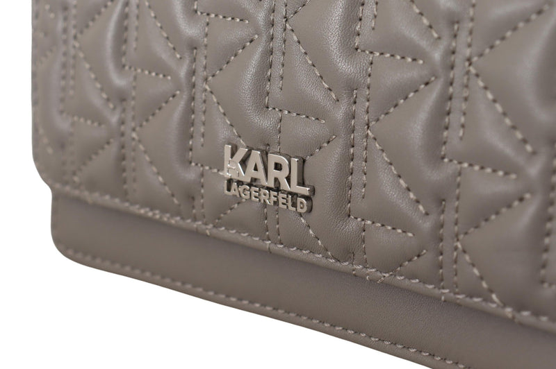 Elegant Grey Leather Crossbody Bag Karl Lagerfeld