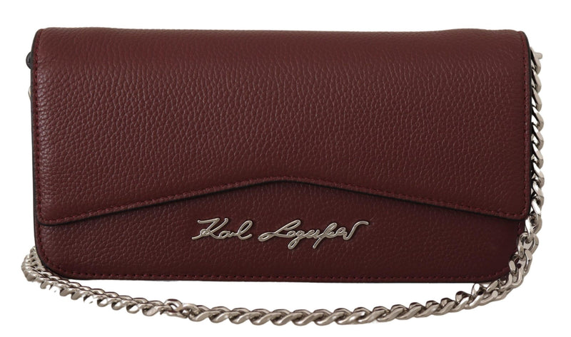 Elegant Wine Leather Evening Clutch Karl Lagerfeld