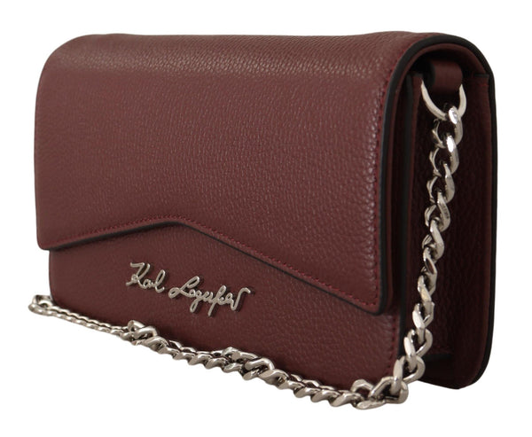 Elegant Wine Leather Evening Clutch Karl Lagerfeld