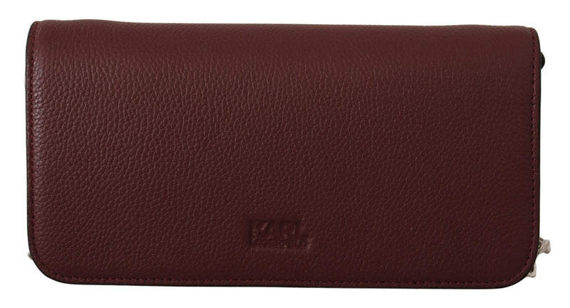 Elegant Wine Leather Evening Clutch Karl Lagerfeld