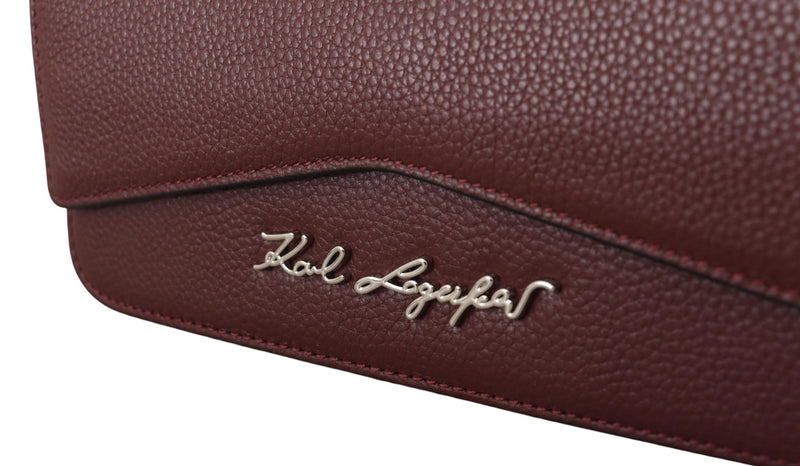 Elegant Wine Leather Evening Clutch Karl Lagerfeld