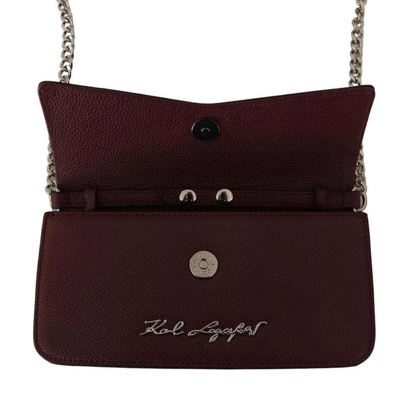 Elegant Wine Leather Evening Clutch Karl Lagerfeld