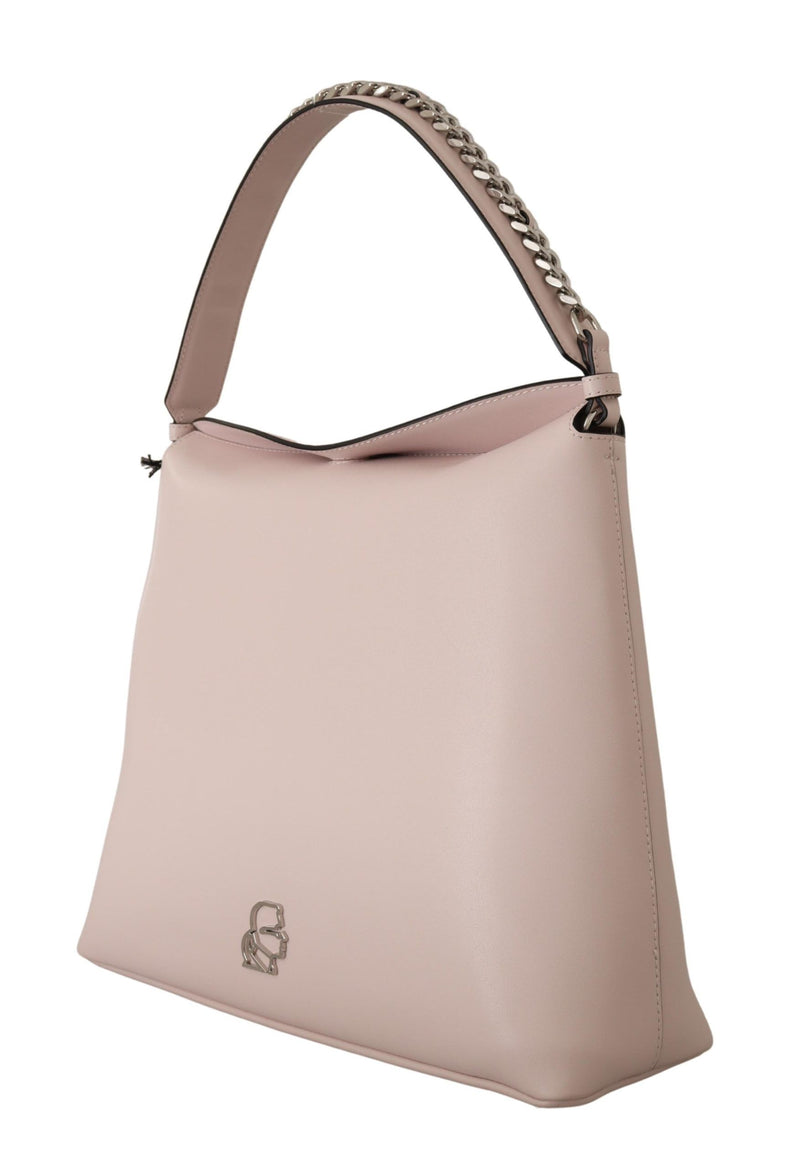 Elegant Mauve Chalk Leather Shoulder Bag Karl Lagerfeld