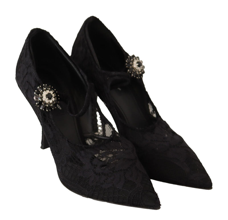 Elegant Black Lace Stiletto Pumps Dolce & Gabbana