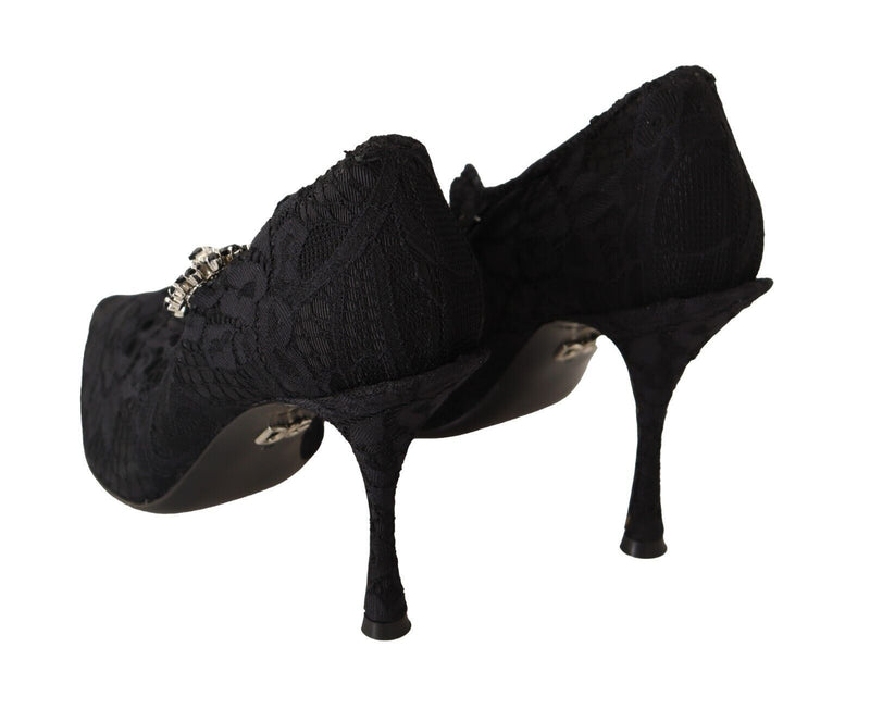 Elegant Black Lace Stiletto Pumps Dolce & Gabbana